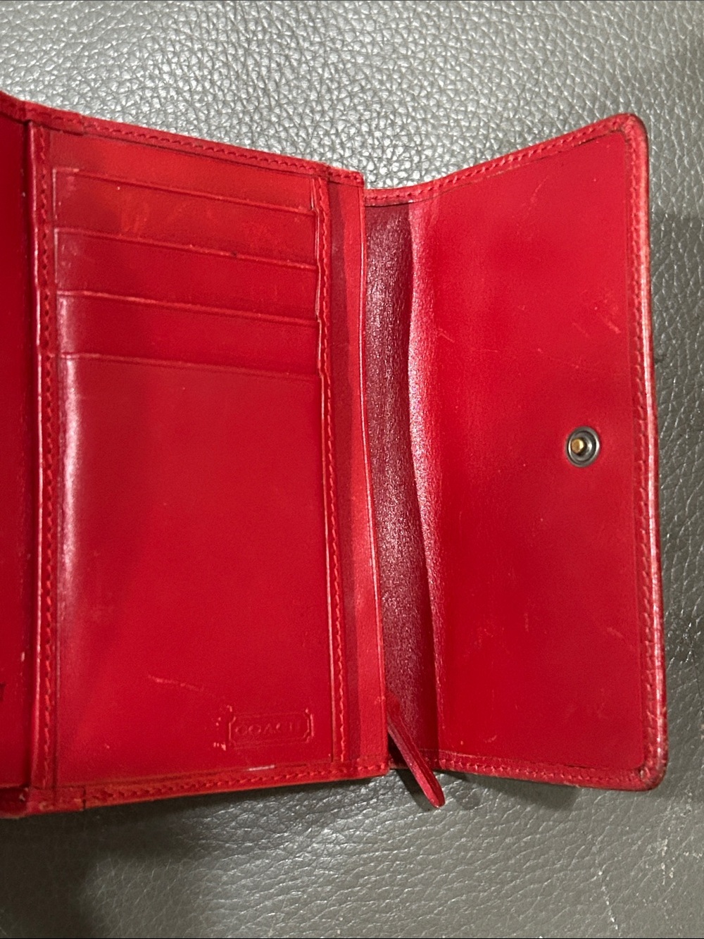 Coach Red Glove Leather Vintage Compact Wallet GUVC - Picture 14 of 15